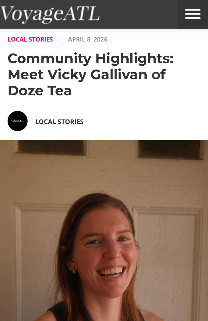 Doze Tea herbal tea featured in VoyageATL for sleep support as a local Atlanta wellness small business